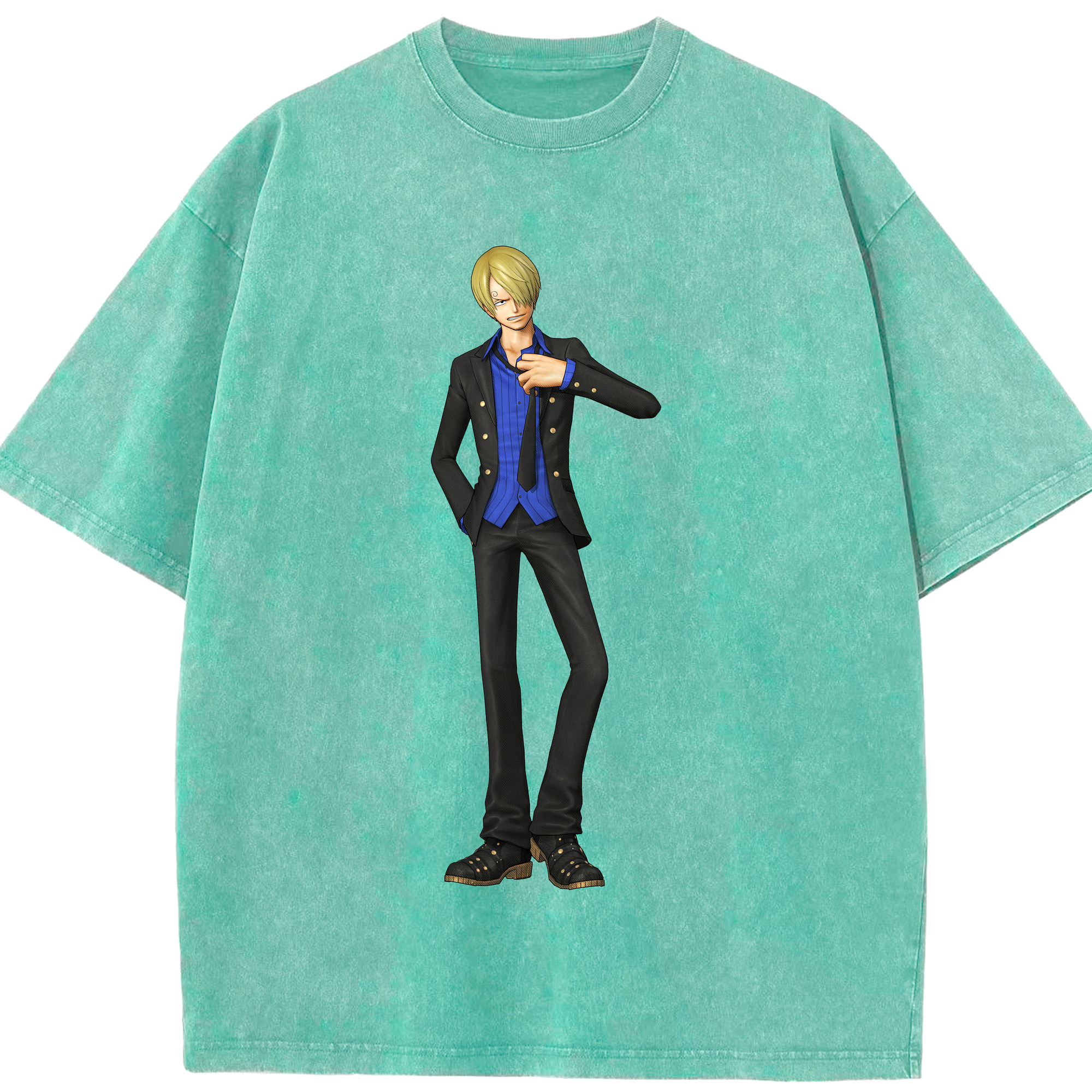 ワンピース サンジ ONE PIECE Sanji 綿100% ヴィンテージ風 半袖Tシャツ（フロントプリント）